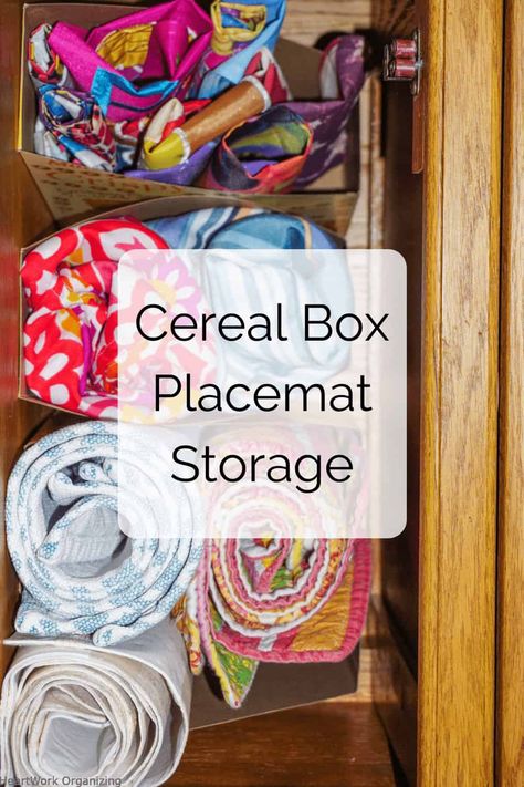 Placemat Storage, How To Make Cereal, Cereal Box Organizer, Box Hacks, File Boxes, Magazine Files, Cereal Boxes, Gift Wrapping Bows, Mini Garden