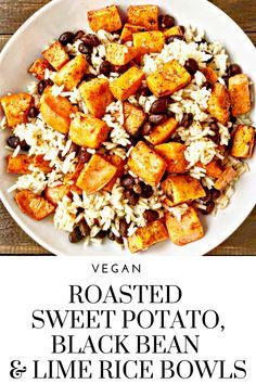 Sweet Potato Black Bean, Sweet Potato Black Beans, Roasted Sweet Potato, Lime Rice, Tasty Vegetarian Recipes, Master Chef, Budget Friendly Recipes, Sweet Potato Recipes, Veggie Dishes