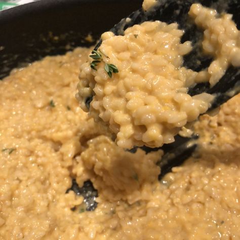 Sweet Potato Risotto Potato Risotto, Sweet Potato Risotto, Best Sweet Potato, Potato Puree, News Flash, Crumbled Bacon, Dry White Wine, Vegetable Stock, To Be Loved