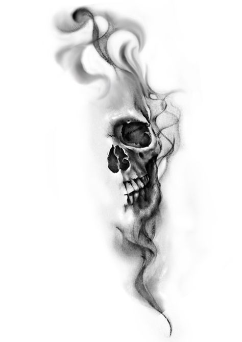 Skull Tattoo Designs Men, Fading Skull Tattoo, Smoky Skulls Tattoo, Masculine Skull Tattoo, Skull And Fire Tattoo, Skull Men Tattoo, Chest Tattoo Female Skull, Cool Skull Tattoos Men, Screaming Skull Tattoo