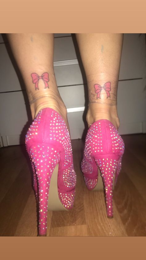 Little Tattoo Bows on legs 🎀 Bows On Legs Tattoo, Bows On Back Of Legs Tattoo, Knee Bow Tattoo, Bow Leg Tattoo, Leg Cuff Tattoo, Bow Tattoo Back Of Leg, Back Of Leg Tattoos, Stocking Tattoo, Cuff Tattoo