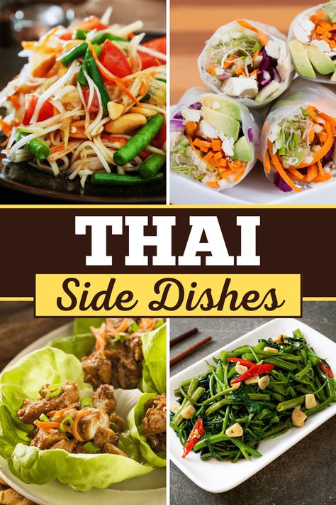 Thai Side Dishes, Thai Mango Salad, Thai Spring Rolls, Asian Side Dishes, Spicy Salad, Thai Salads, Salad Rolls, Salad Ideas, Thai Dishes