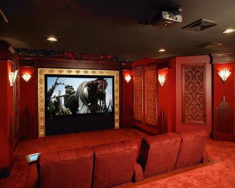 Art Deco Theater, Basement Home Theater, Home Theater Furniture, Theatre Interior, Theater Design, Best Home Theater, Home Theaters, Home Theater Setup, At Home Movie Theater