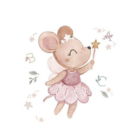 Baby Scrapbook Album, Mouse Illustration, Baby Animal Drawings, Idee Cricut, Scrapbook Printing, Room Wall Painting, Baby Illustration, Baby Posters, Baby Motiv