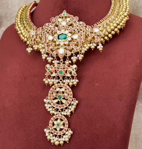 Kanti Designs, Kante Gold Necklaces, Rani Haram, Indian Brides Jewelry, Vaddanam Designs, Indian Diamond Jewellery, Neck Pieces Jewelry, Antique Necklaces Design, Fancy Jewelry Necklace