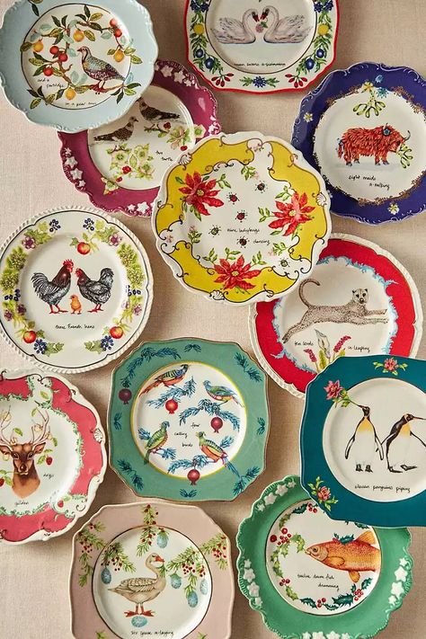 Anthropologie’s Lou Rota Collection Is Perfect for the Holidays Anthropologie Holiday Decor, Anthropologie Plates, Anthropologie Christmas, Anthropologie Holiday, Christmas Tableware, Christmas Dessert, Christmas Napkins, Twelve Days Of Christmas, Christmas Plates