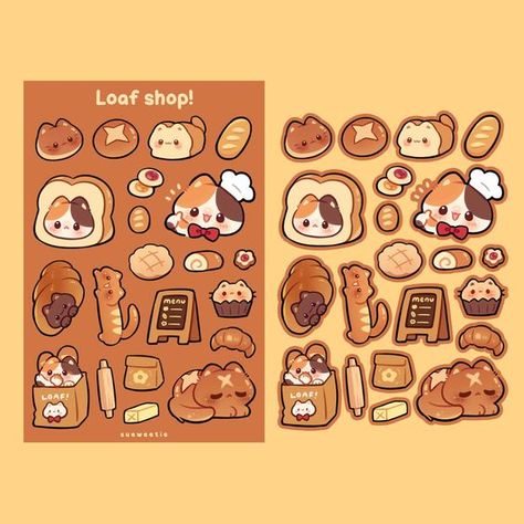 Loaf Shop Waterproof Sticker Sheet | Kawaii Chibi Art Kitten | Cute Cartoon Pet Breed Gift | Animal Lover Souvenir | Bakery Bread Stickers Sticker #sticker Stickers #stickers freesticker #freesticker freestickers #freestickers free download sticker #freedownloadsticker 7.198 Kawaii Chibi Art, Kitten Cute, Chibi Art, Art Mignon, Cute Food Art, Cute Doodles Drawings, Bakery Bread, Kawaii Chibi, Dibujos Cute