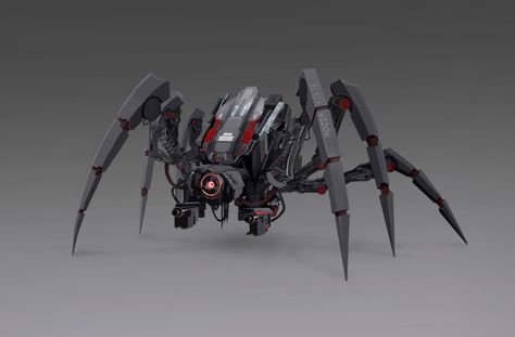 Spider Mech, Marvel Rpg, Spider Robot, Robot Sketch, Mechanical Animals, Cyborgs Art, Widow Spider, Black Widow Spider, Arte Robot