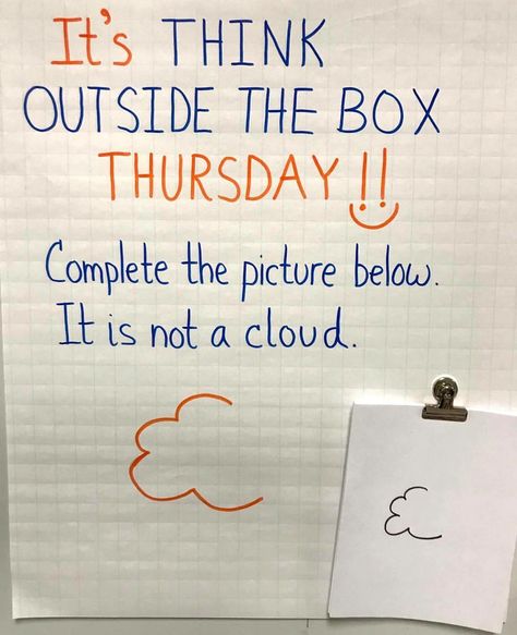 Thursday Drawing, Teachers Aesthetic, Think Outside The Box Thursday, Mad Gab, Teacher Tricks, Whiteboard Messages, Complete The Picture, Responsive Classroom, Icebreakers