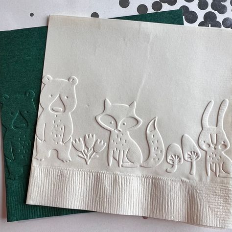 Woodland Creatures Napkin ~ Embossed Paper Napkin ~ Birthday ~ Shower ~ Gender Reveal ~ Woodland ~ Baby Forest Animals ~ Beverage by PaperEvent on Etsy Forest Baby Shower Theme, Bos Baby, Baby Shower Balloon Arch, Forest Baby Showers, Animal Baby Shower Theme, Animal Cutouts, Forest Baby, Baby Shower Woodland Theme, Embossing Machine