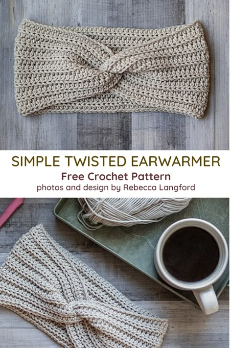 Twisted Ear Warmer Headband Crochet Pattern - Knit And Crochet Daily Ear Warmers Headband, Crochet Ear Warmer Free Pattern, Crochet Earwarmers, Twisted Ear Warmer, Headband Pattern Free, Headband Crochet Pattern, Crochet Ear Warmers, Ear Warmer Pattern, Crochet Ear Warmer Pattern