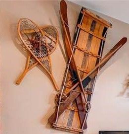 Pin on Rustic Cabin ⛵ Lake House Snowshoe Decor Wall, Snowshoe Wall Decor, Ski Poles Decor, Antique Snow Shoes Decor, Log Cabin Furniture Ideas, Toboggan Sled Decor, Snow Shoes Decor, Snowshoe Decor, Vintage Ski Decor