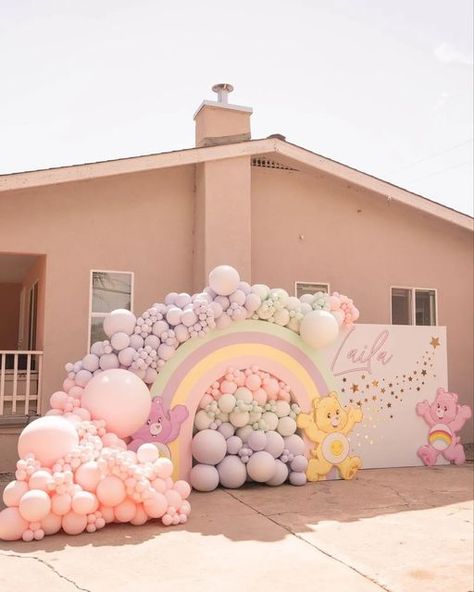 Care Bear Party, Bear Balloon, Party Inspo, Rainbow Theme, Kids Party Decorations, Baby Bear Baby Shower, Care Bear, Cute Sets, Small House Design