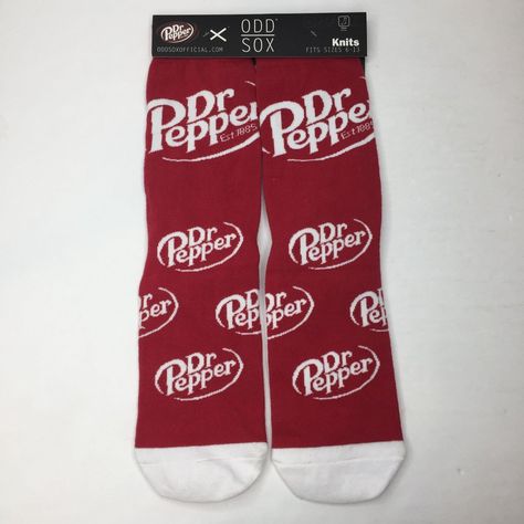 Odd Sox 1 Pair Dr. Pepper Soda Pop Crew Socks R-31392moncd Red White Size 6-13 Odd Sox's Dr. Pepper Soda Pop Crew Socks Are A Unique Blend Of Style, Comfort, And Whimsy. These Unisex Socks, Sized 6-13, Come In Vibrant Blue And White Colors. Made From 70% Cotton, 15% Nylon, And 15% Spandex, They Offer A Snug Fit With A Dr. Pepper Style. Brand: Odd Sox Size: 6-13 Unisex Color: Red, White Material: 70% Cotton, 15% Nylon, 15% Spandex Style: Cap'n Crunch Design: Dr. Pepper Soda Pop Features: R-31392moncd, Dr. Pepper Size: Unisex 6-13 Condition: New With Tags Check Out My Closet For More Deals, I'm Happy To Create Bundles! Dr Pepper Socks, Dr Pepper Merch, Dr Pepper Stuff, Hello Kitty Lego, Doctor Pepper, Dr Pepper Soda, Cap'n Crunch, Pepsi Man, Freebies By Mail