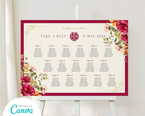 Asian Theme Wedding Seating Chart Board Template for Chinese Wedding, Vietnamese Wedding Seating Assignment Chart Double Happiness https://etsy.me/3SHjqbx #red #doublehappiness #seatingchart #asianseatingchart #seatingassignment #chinesewedding #vietnamesewedding Chinese Wedding Seating Chart, Asian Theme Wedding, Wedding Vietnamese, Chinese Wedding Invitation Card, Seating Chart Board, Asian Wedding Invitations, Wedding Seating Chart Board, Chinese Wedding Invitation, Vietnamese Wedding