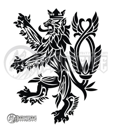 Czech Lion stylized...probably too intricate for the size I want. Czech Tattoo Ideas, Czech Tattoo, Baroque Tattoo, Lion Tattoo Meaning, Otter Tattoo, Bohemian Tattoo, Tattoos With Kids Names, Lion Tattoo Design, Warrior Tattoos