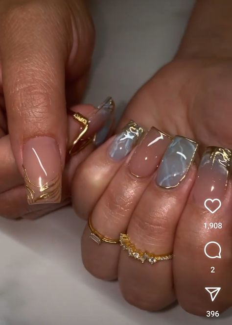 Square Nail Designs Aesthetic, Natural Square Nails Short Design, Nice Nail Designs Classy, Sorry Nail Designs, High Class Nails, Universal Nail Ideas, Green Nails Ideas Square, Nail Inspo Trendy Short, Jhene Aiko Nail Ideas