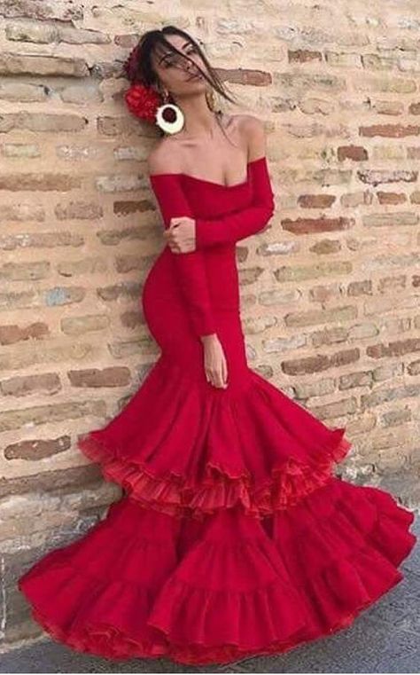 Long Sleeve Prom Dress Mermaid, Prom Dresses Long Sleeve, Off The Shoulder Prom Dresses, Long Sleeve Prom Dresses, Sleeve Prom Dresses, Prom Dresses Mermaid, Spanish Dress, Flamenco Dress, Long Sleeve Prom