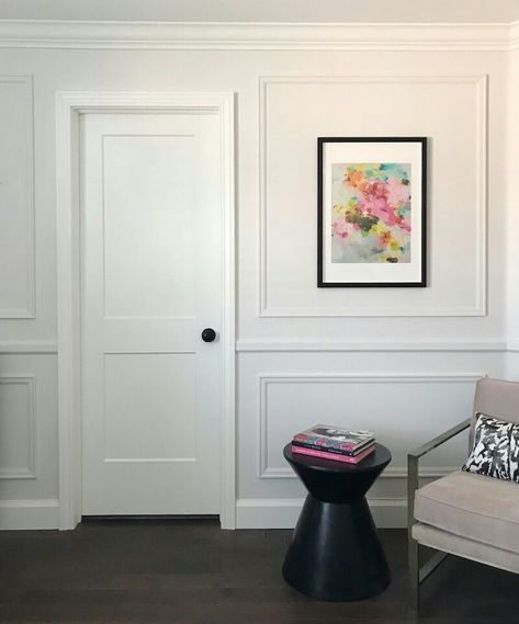 Standard issue for frame moulding with added picture frame moulding as seen on Laurel Bern Interiors blog Applied Molding On Walls, White Bedroom Doors, Bedroom Moulding, Picture Moulding, Applied Molding, Moulding Ideas, Interior Moulding, Matching Bedroom Set, Whiskey Room