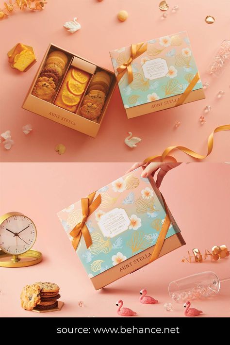 Product Gift Packaging, Gift Set Box Packaging, Cookies Box Photography, Sweets Box Ideas, Sweets Box Design Packaging, Box Packaging Photography, Gift Set Photography, Cookies Box Packaging Design, Gift Box Design Ideas