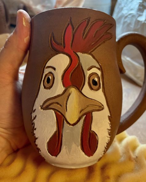 I call this one “I think you’ve had enough coffee, Carla.” 🐓 #wip #chickenmug #chicken #ceramics #pottery #mug Chicken Pottery Ideas, Chicken Pottery, Ceramic Chicken, Wheel Throwing, Pinch Pots, Pottery Mug, Had Enough, Ceramics Pottery, Homemade Gifts