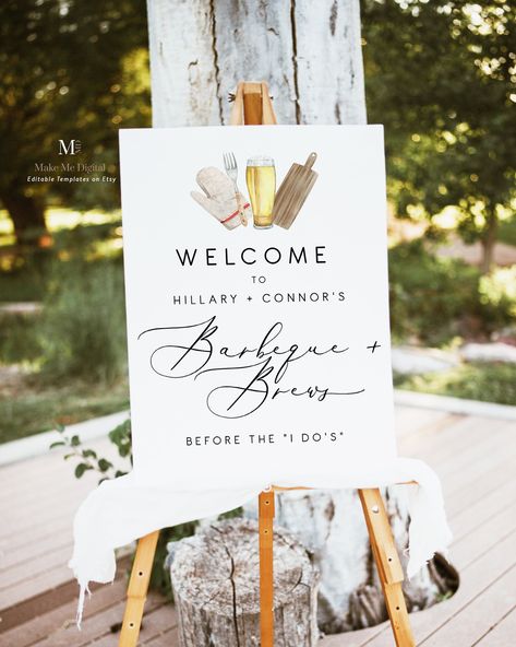 Elegant Calligraphy BBQ & Brews Welcome Sign, BBQ rehearsal sign, Instant Download, backyard barbeque couples shower welcome sign 110 Bbq And Brews Before The I Dos, Wedding Shower Welcome Sign, Bbq Rehearsal Dinner, Library Shop, Backyard Barbeque, I Do Bbq, Elegant Calligraphy, Engagement Parties, Shower Welcome Sign