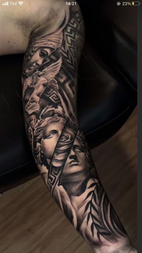 Calf Sleeve Tattoo, Forearm Cover Up Tattoos, Underarm Tattoo, Half Sleeve Tattoos Forearm, Wolf Tattoo Sleeve, Simple Tattoos For Guys, Realistic Tattoo Sleeve, Girl Arm Tattoos, Statue Tattoo