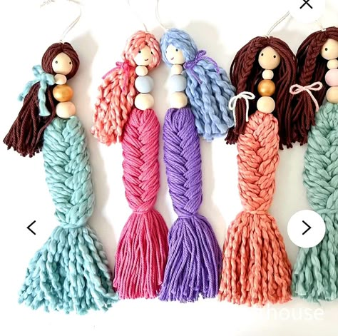 Yarn Dolls, Doll Diy Crafts, Mermaid Decor, Paper Towel Roll Crafts, Yarn Diy, Paper Towel Rolls, Macrame Projects, Doll Crafts, Macrame Patterns