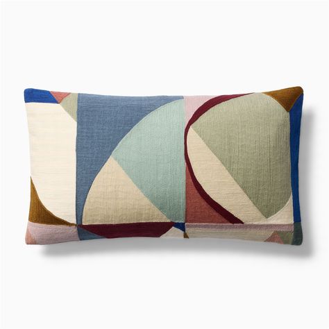 Crewel Colored Shapes Pillow Cover | West Elm Garden Accessories Decor, West Elm Pillows, West Elm Kids, Fall Bedding, Sofa Chairs, Earthy Color Palette, Persian Style Rug, Modern Throw Pillows, Furniture Trends