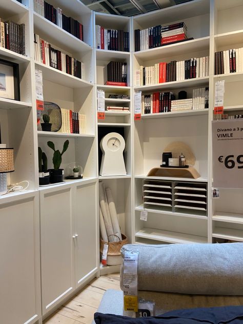 #ikea #books #bookshelf #aesthetic White Bookshelf Aesthetic, Library Ikea, Big Bookshelf, Bookshelf Ikea, Ikea Aesthetic, White Bookshelf, Bookshelf Aesthetic, Books Bookshelf, Bookshelves