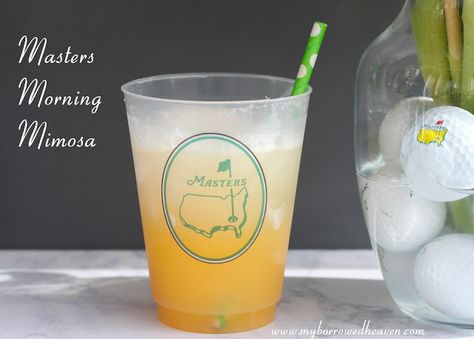 Masters Morning Mimosa: orange, peach, and champagne - easy recipe and delicious drink to enjoy during The Masters golf tournament each spring! Golf Theme Drinks, Masters Brunch, Masters Party, Brunch Mimosa, The Masters Golf, Saturday Ideas, Masters Golf Tournament, Bar Ad, Golf Theme Party