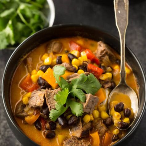 Beef Fajita Soup Steak Fajita Soup, Beef Fajita Soup Recipe, Beef Fajita Soup, Fajitas Soup, Summer Corn Chowder, Fajita Soup, Top Sirloin Steak, Steak Fajitas, Steak Seasoning