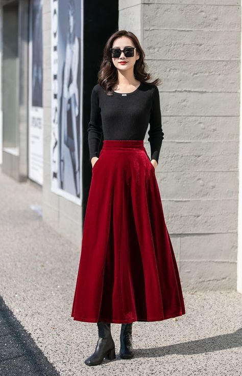 Velvet skirt long