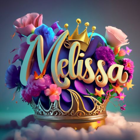 Ideogram Melissa Name, Painting Typography, Meaning Of My Name, Family Name Art, Princess Theme Birthday, Hello Kitty Videos, Pink Wallpaper Girly, Golden Crown, Princess Theme