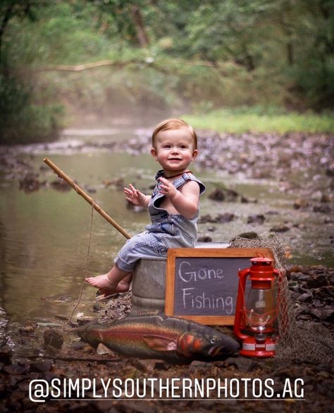 1 year gone fishing photo ideas. #photography  simply southern photography Fishing Photo Shoot, Baby Boy Photo Shoot Ideas, Mini Photo Sessions, Toddler Photoshoot, Boy Photo Shoot, 1st Birthday Pictures, Photography Mini Sessions, Diy Props, Baby Photoshoot Boy