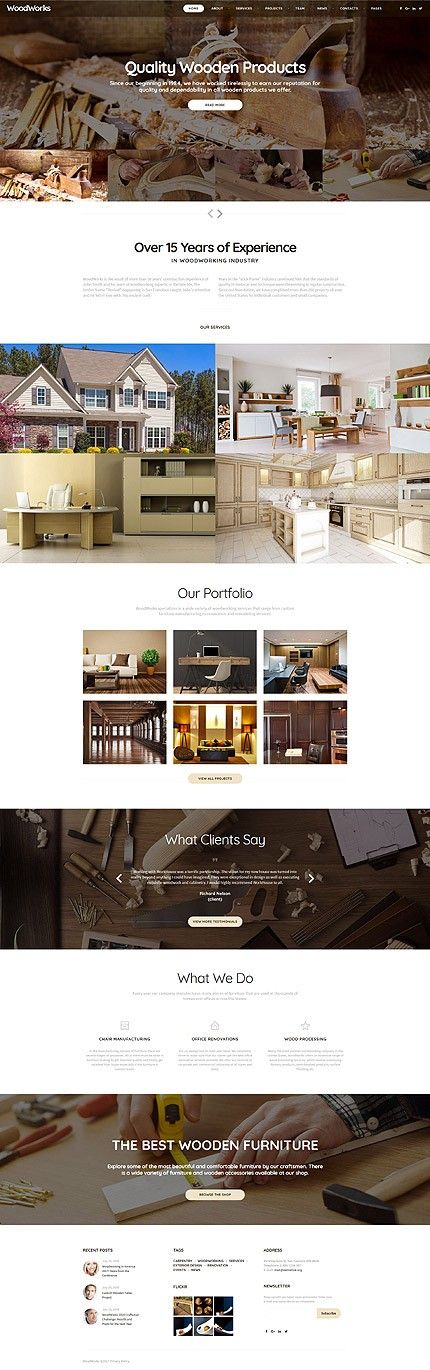 Woodworks - Carpentry Multipage Website Template Carpentry Branding, Wood Website, Industrial Website, Webpage Layout, Parallax Effect, Web Design Templates, Banner Website, Uiux Design, Portfolio Website Template