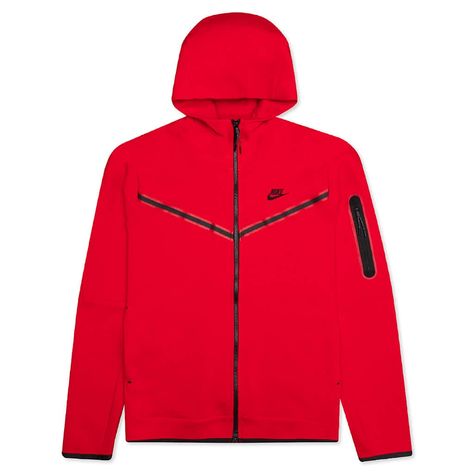 Men's Nike Tech Fleece Full Zip Hoodie in University Red. Red Nike Tech Fleece Hoodie, Nike Tech Rouge, Nike Tech Red, Nike Tech Fleece Red, Red Tech Fleece, Red Nike Tech Fleece, Nike Tech Sweatsuit, Red Nike Jacket, Red Nike Tech