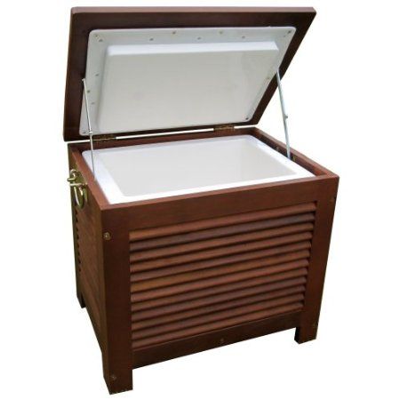 Amazon.com: Merry Garden Wooden Patio Cooler: Patio, Lawn & Garden Dark Japandi, Container Vegetable Gardening, Wooden Cooler, Wooden Patio Furniture, Patio Cooler, Cooler Stand, Wooden Patio, Pallet Garden Furniture, Deck Storage