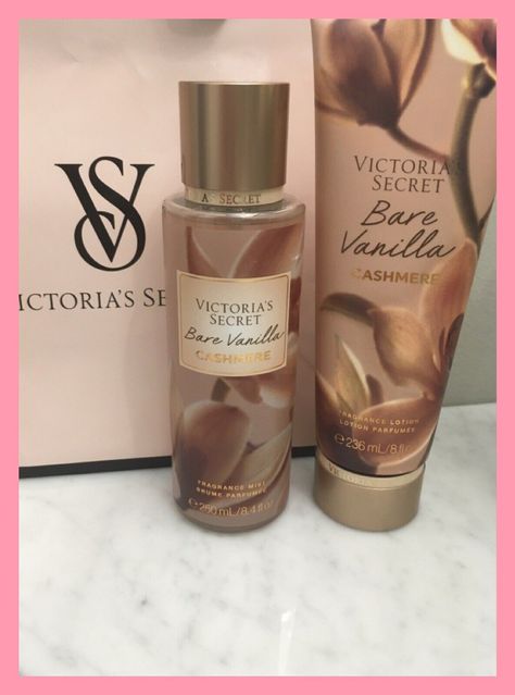 Vanilla Perfume Victoria Secret, Cashmere Perfume, Victoria's Secret Bare Vanilla, Cashmere Set, Vanilla Cashmere, Bare Vanilla, Victoria's Secret Perfume, Scented Body Lotion, Pretty Perfume Bottles