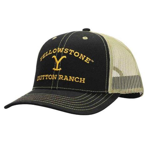 YELLOWSTONE DUTTON RANCH EMBROIDERED TRUCKER Yellowstone Logo, Yellowstone Merchandise, Yellowstone Tv Series, Ahsoka Tano Cosplay, Ranch Logo, Yellow Letters, Loki Cosplay, Yellowstone Dutton Ranch, Dutton Ranch