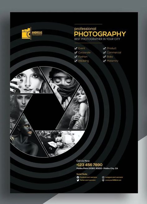 Photography Workshop Poster, Photographer Flyers, Creative Photography Logo, Photography Studio Design, Photography Brochure, Poster Photography, Graphic Design Flyer, Flyer Design Inspiration, Photography Templates