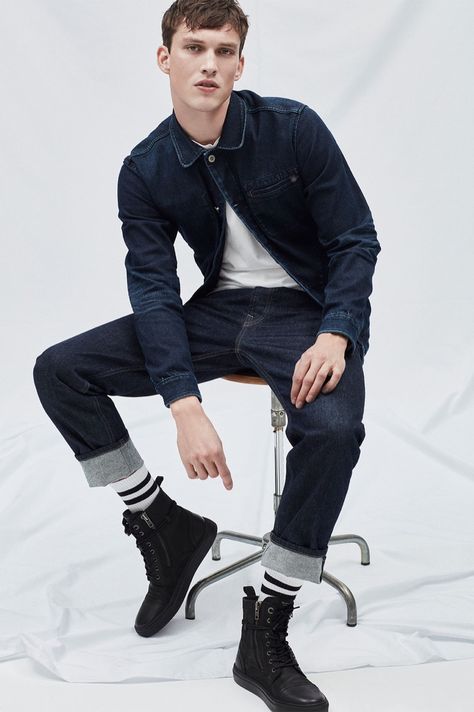 Raw Denim Outfit, Raw Denim Outfit Men, Jeans Editorial, Men Street Styles, Mens Clothing Guide, Denim Studio, Denim Outfit Men, Denim Editorial, George Patton