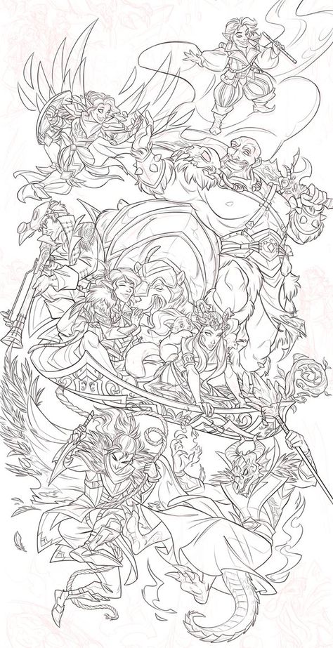 Critical Role Coloring Page, Vox Machina Tattoo, Critical Role Tattoo, Dnd Shenanigans, Dnd Party, Dungeons And Dragons Art, Nerd Herd, Vox Machina, Critical Role Fan Art