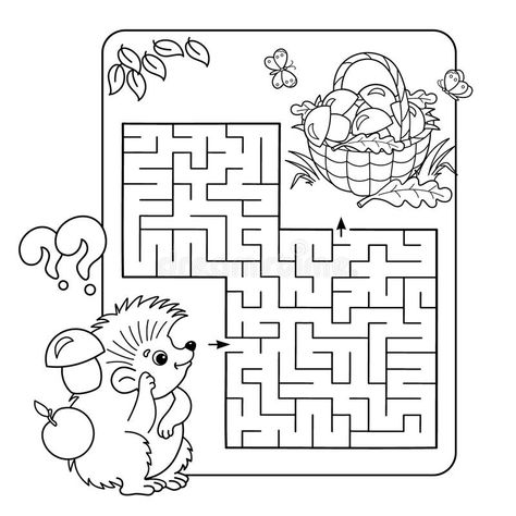 Maze or Labyrinth Game for Preschool Children. Puzzle. Coloring Page Outline royalty free illustration Maze Games For Kids, Mazes For Kids Printable, Game For Preschool, Labyrinth Game, Children Puzzle, Printable Mazes, Dollar Store Christmas Crafts, Kindergarten Coloring Pages, Dream Shower