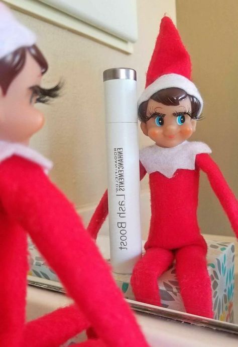 Looks like someone has been using their Lash Boost #LashesWhileYouSleep #TheStuffJustWORKS! #RFLashBoost #RodanAndFields Elf On The Shelf Skincare, Elf On The Shelf Arrival, Elf Ideas Easy, Elf Shelf, Makeup Christmas, Awesome Elf On The Shelf Ideas, Elf Activities, Xmas Elf, Elf Antics