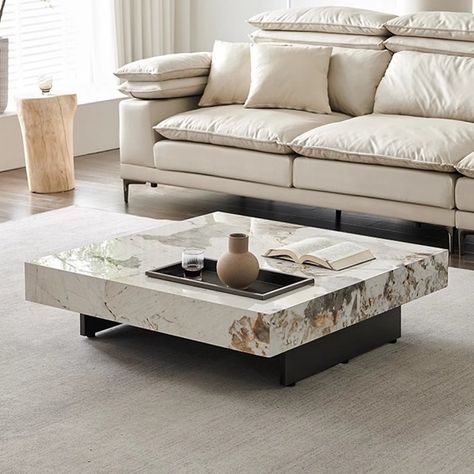 With clean lines and a glam finish, this coffee table set elevates your space with a bright, elegant look. Marble Coffee Table Living Room, Kids Bed Furniture, Stone Coffee Table, Studio Table, Sofa Storage, Coffee Table White, Marble Coffee Table, Coffee Table Wayfair, Coffee Table Square