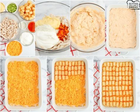 How to make Buffalo Chicken Tater Tot Casserole for dinner Chicken Tatertot Casserole, Buffalo Chicken Tater Tot Casserole, Cheese Tater Tots, Chicken Tater Tot Casserole, Recipe Cards Printable Free, Dry Ranch Seasoning, Buffalo Chicken Casserole, Buffalo Wing, Buffalo Wing Sauce