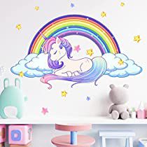 Check this out! Unicorn Mural, Rainbow Wall Decal, Cloud Stickers, Unicorn Wall, Art Rainbow, Living Room Background, Unicorn Stickers, Star Cloud, Nursery Playroom