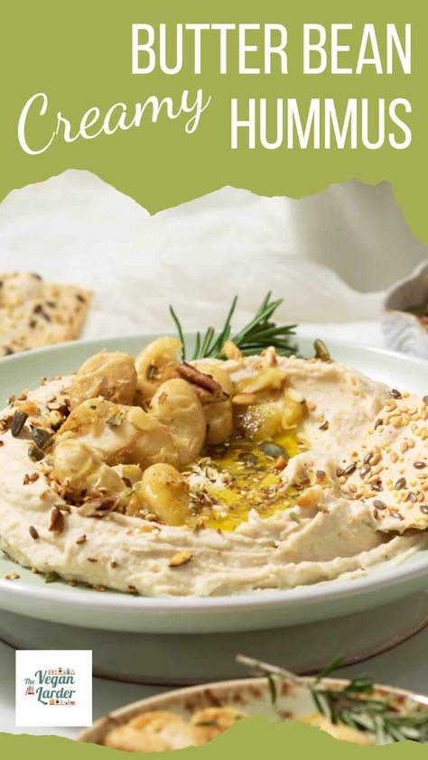 Butter Bean Hummus Recipe, Butter Bean Hummus, Hummus Recipes, Bean Hummus, Easy Dips, Best Butter, Low Carb Side Dishes, Toasted Pine Nuts, Butter Beans