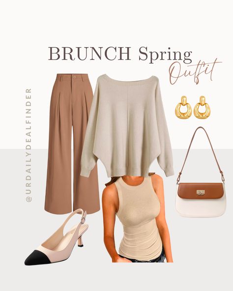 outfit spring ideas, spring outfit style, brunch outfit ideas, beige outfits Brunch With Friends Outfit, Brunch Party Outfit, Outfit Ideas Beige, Spring Brunch Outfit, Work From Home Outfit Ideas, Beige Outfits, Brunch Outfit Spring, Brunch With Friends, Womens Tank Tops Summer